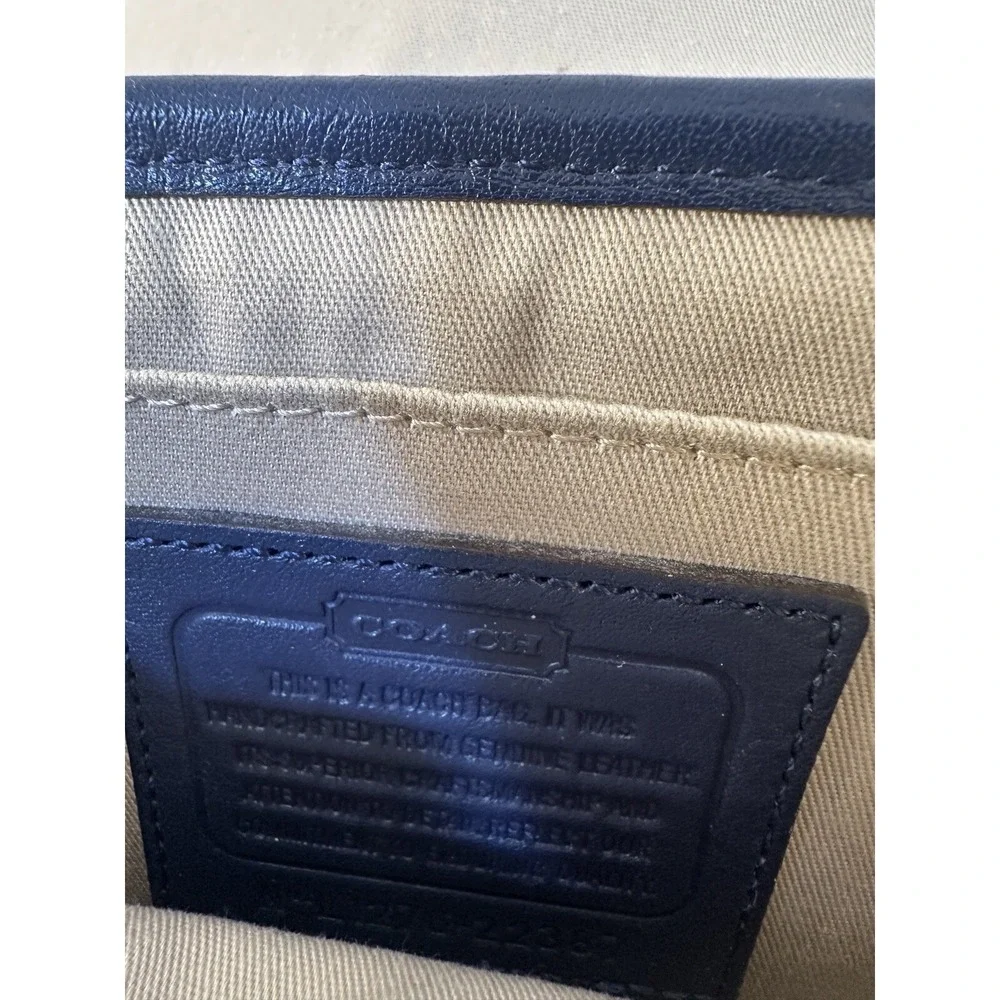 Coach Legacy Penny Navy Blue Perforated Leather Crossbody Bag Purse